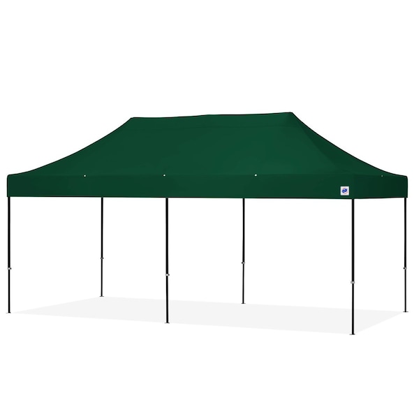 TAA Compliant Eclipse Shelter, 10' W x 20' L, Black Steel Frame, Forest Green Vented Top